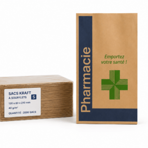 Sac Kraft Pharmacie à Soufflets Papier Brun -S-12x6x21cm
