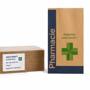 Sac Kraft Pharmacie à Soufflets Papier Brun -M-15x8x30cm