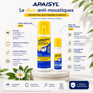 Pack Apaisyl Anti-Moustiques – Lotion Répulsive+ Roll-on Après-Piqûres